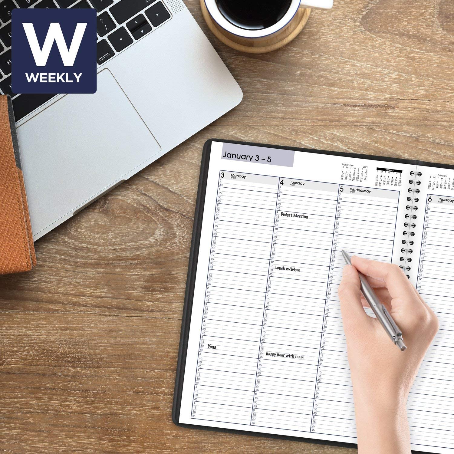 AT-A-GLANCE 2023 Weekly Planner, DayMinder, Quarter-Hourly Appointment Book, 8" x 11", Large, Black (G52000) - Image 2